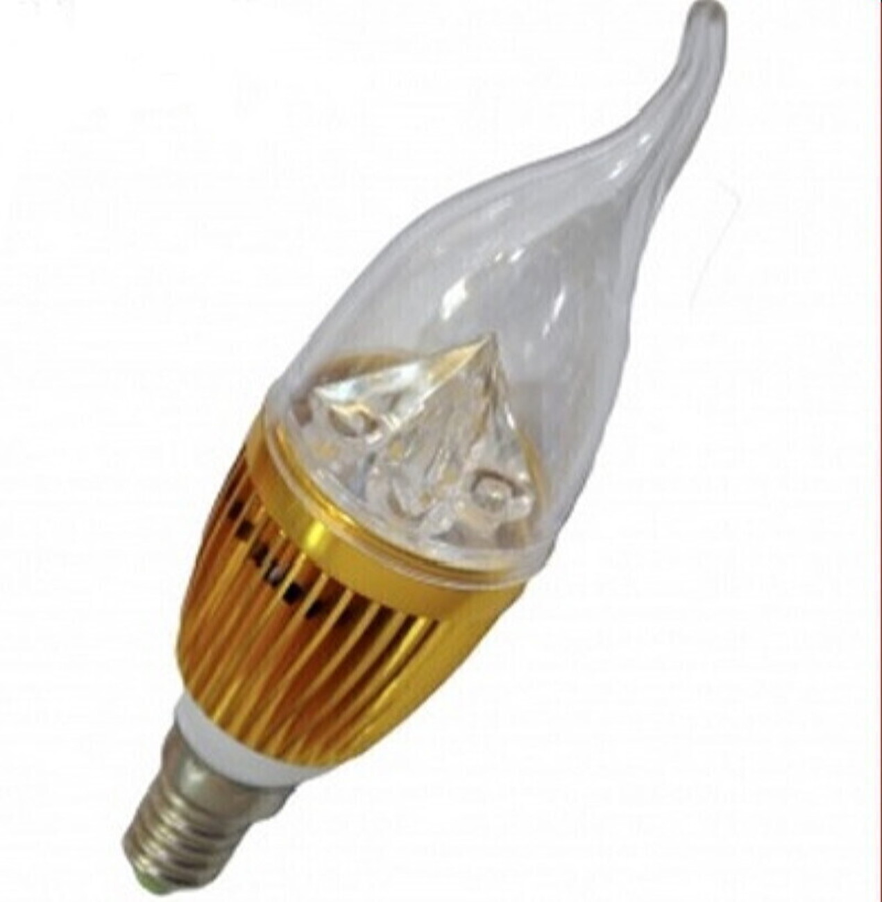 Elvan E14-5*1W-3000К Лампа LED (пирамида св.на ветру прозрачная золото)