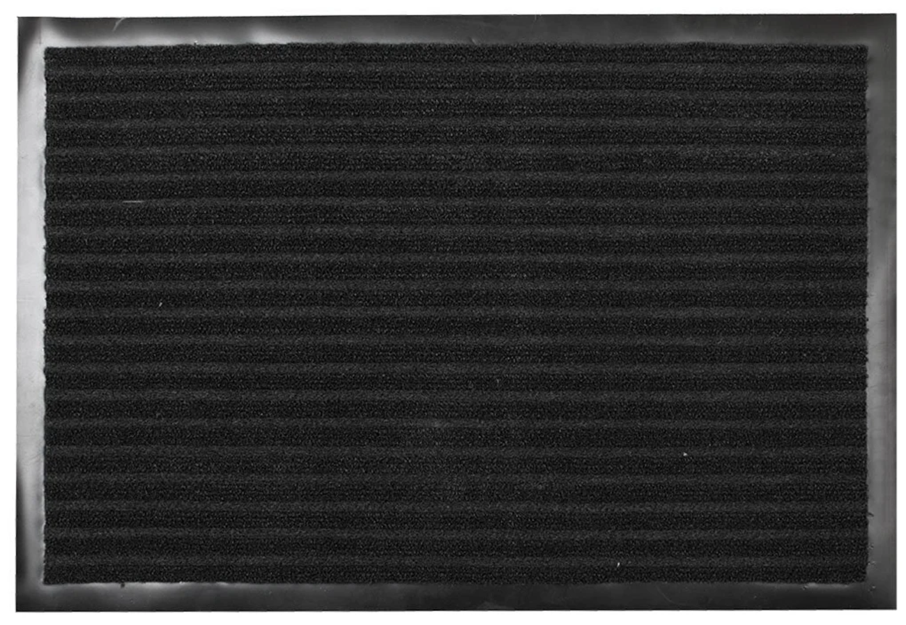 Коврик Floor mat придверный, прямоугольный, резиновый, с ковролином, черный, 120x80 см