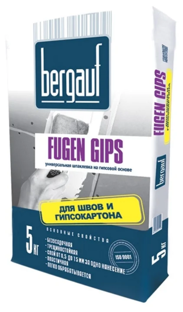Шпаклевка BERGAUF Finish Fugen Gips, гипсовая, универсальная, 5 кг 