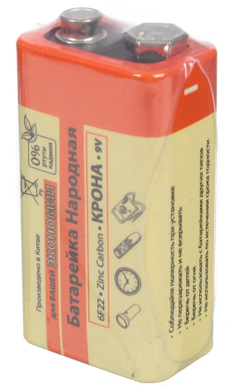 Батарейка TDM Electric Zinc-carbon «Народная», 9V (6LR61, 6F22 ...