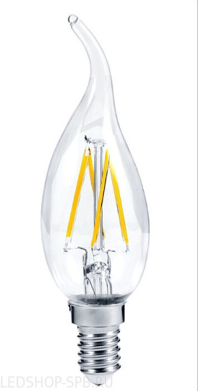 ASD Лампа LED E14 Свеча на ветру 220В 7Вт 4000К D35х121мм Прозрачная 320º 630Лм
