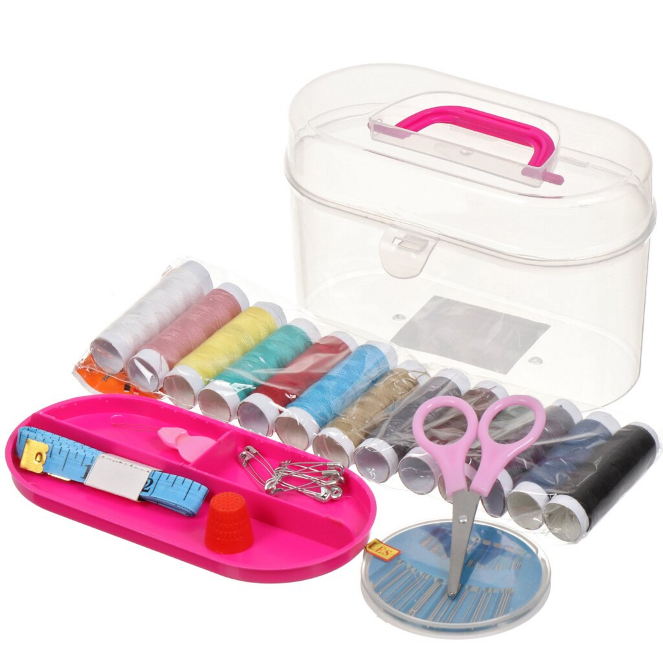 Набор швей, 17 предмет (нитки 12шт, сантиметр, булавки, ножницы, иголки ...