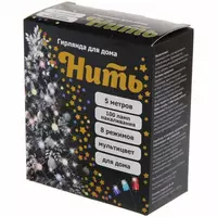 Гирлянда для дома MINI 5 м, 100 ламп, 8 режимов, зеленый провод IP-20, мультицвет