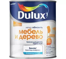 Краска водно-дисперсионная Dulux Мебель и Дерево, для дерева, ЛДСП, МДФ, матовая, база BW (0.75л)