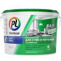 Краска ВД Профилюкс PL-04А акриловая, для стен и потолков, белая (14кг)