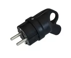 Вилка угловая 1-2.SALE с кольцом, каучук, 16А, заземление, черная