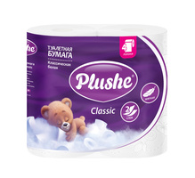 Туалетная бумага  2 слойная по 4 рул Plushe Classic Классическая 