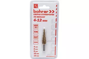 Сверло Bohrer по металлу ступенчатое 4-12 мм W4TIN