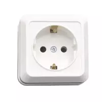 1-2.SALE розетка ОУ 1-местная, 16А, белая (заземление, корпус ABS, керамическая основа)