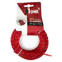 Леска для триммера 3.5х15 м, крученный, квадрат, красный