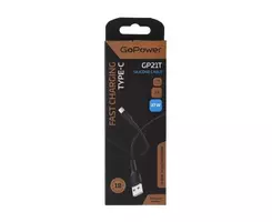 Кабель GoPower GP21T USB m-TYPE-C, 3A, 27W 1м, силикон, черный