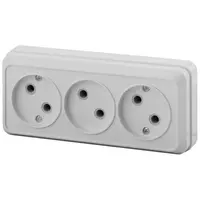  Розетка Intro Qwadro 2-205-01, ОУ, 3 местная, 3х2Р, 16А, белый