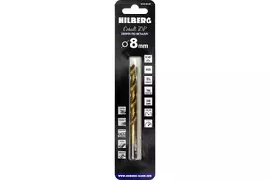 Сверло по металлу 8.0х117(75) мм Hilberg Cobalt 5% TOP, CO080