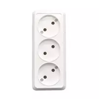Розетка 1-2.SALE ОУ, 3 местная, 16А, белая (земля, корпус ABS, керамическая основа)