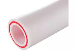 Труба армированная стекловолокном 20х2.8 мм, PN20 SDR 7.4, БЕЛАЯ PP-R (2 м)