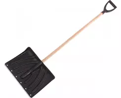 Лопата снеговая Крепышок 440х315 мм, в сборе, оцинковонная планка, деревяный черенок