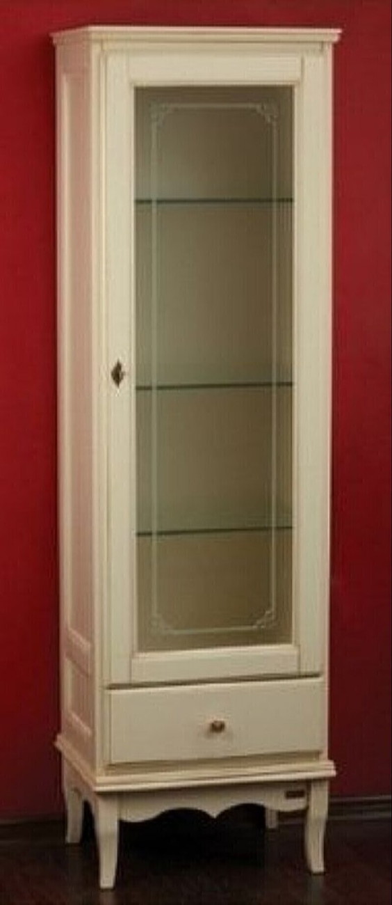 Migliore MARBELLA Шкаф-витрина прозрачное стекло с декором, выдвижной ящик.