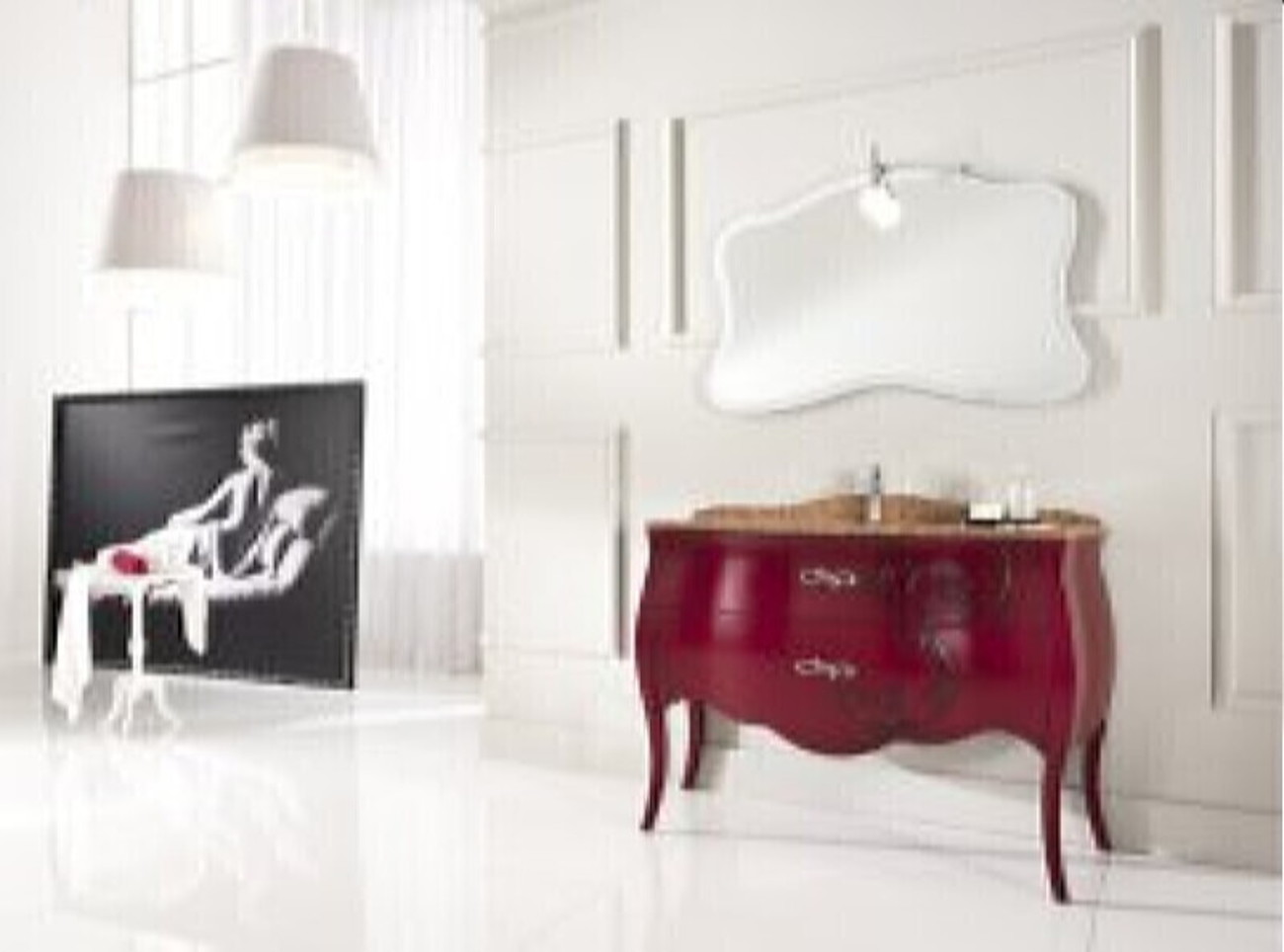 Cezares TULIP 123 Rosso Комплект мебели с 2 ящиками (тумба+ столешница+ раковина+ Зеркало+ Светильник)