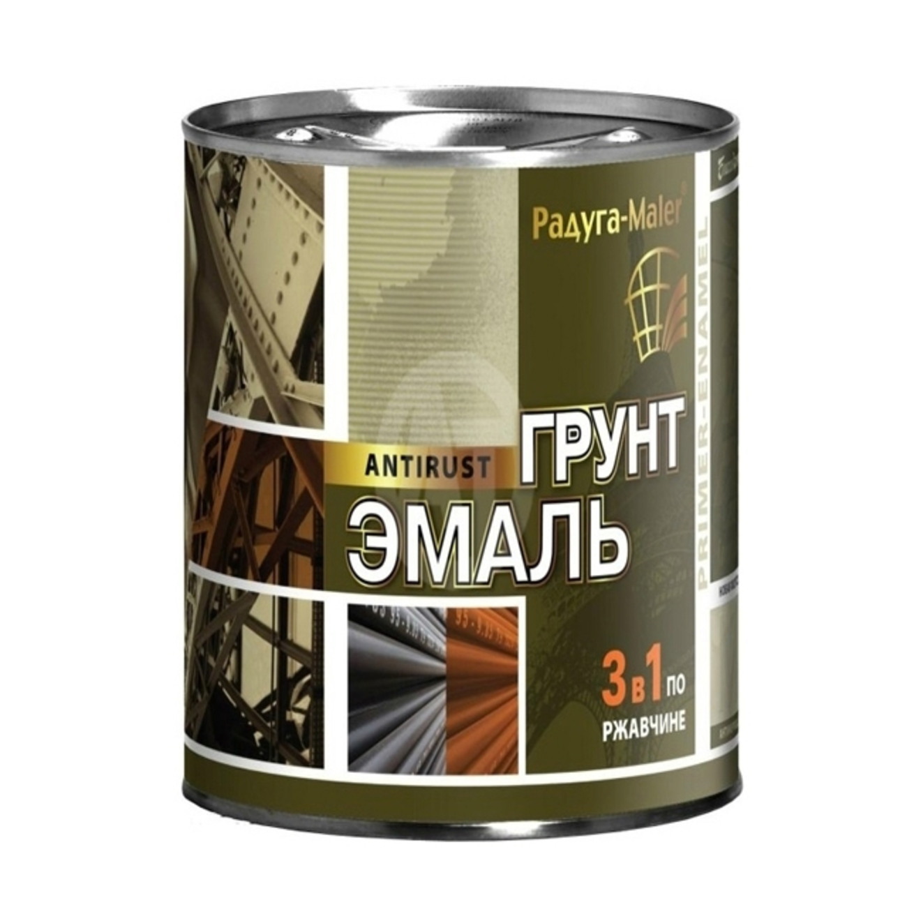 Грунт-эмаль РАДУГА по ржавчине 3в1, серая, 0.9 кг купить на СТРОЙКА РУ