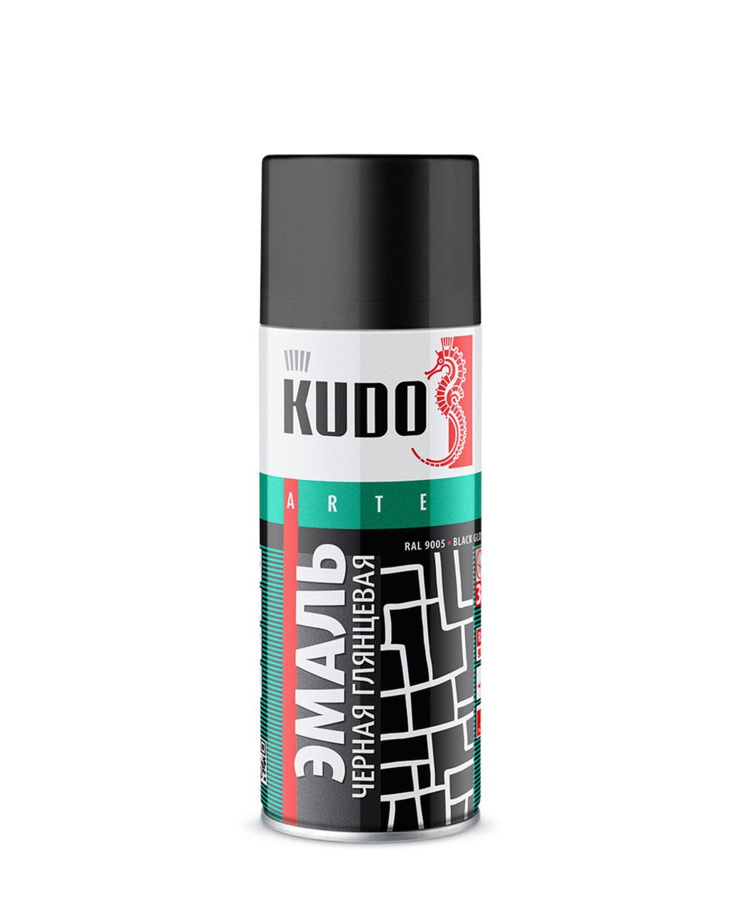 Краска аэрозольная черная глянцевая Kudo 520 мл (RAL 9005) ,KU-1002
